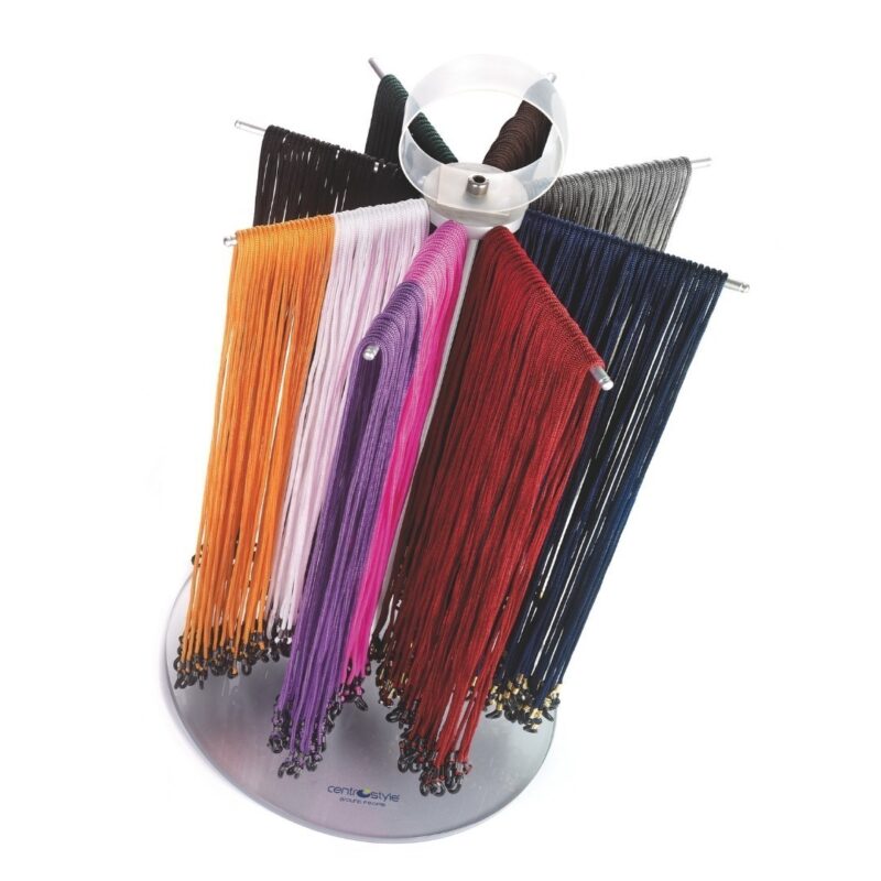 Rotating cords and chains display stand